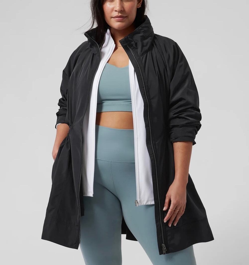 ATHLETA Drip Drop Windbreaker Rain Jacket Black 2X